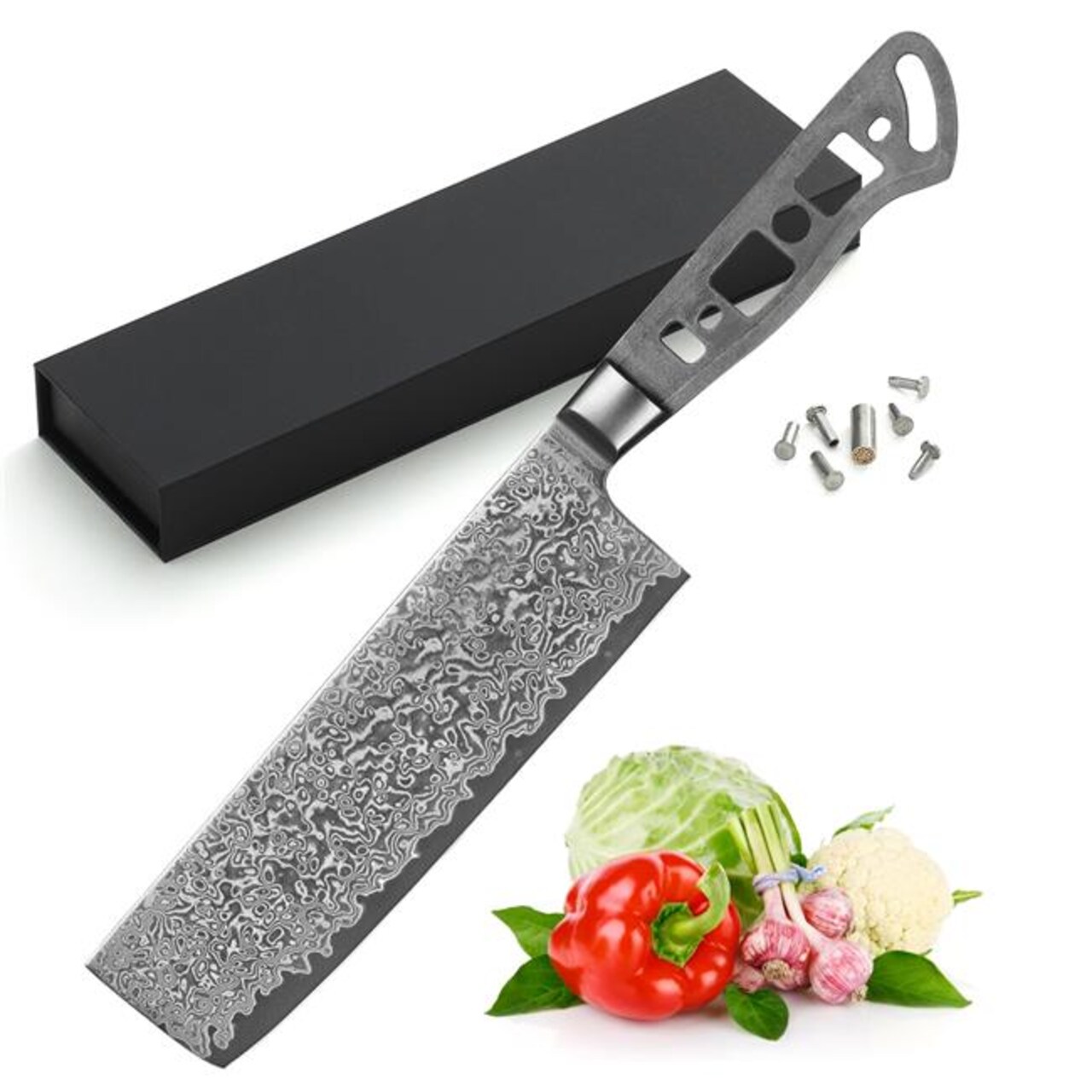 Japanese Premium AUS-10 67 Layers Damascus Steel 7 in. Nakiri Knife Blank No Logo Woodworking Project Kit
